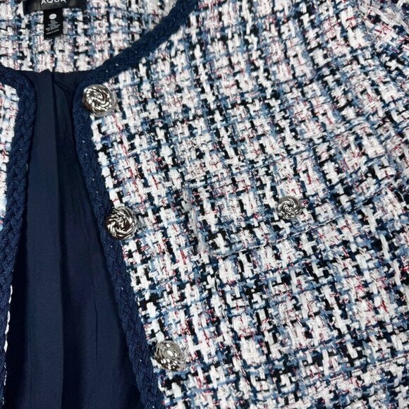 NWOT AQUA Tweed BlazerJacket Sz.XXL Navy Blue White Career Professional Classic - Picture 13 of 14
